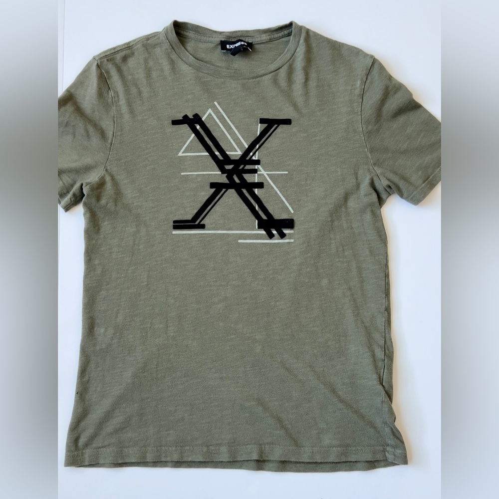 Men's Olive Green Graphic Crewneck T-Shirt